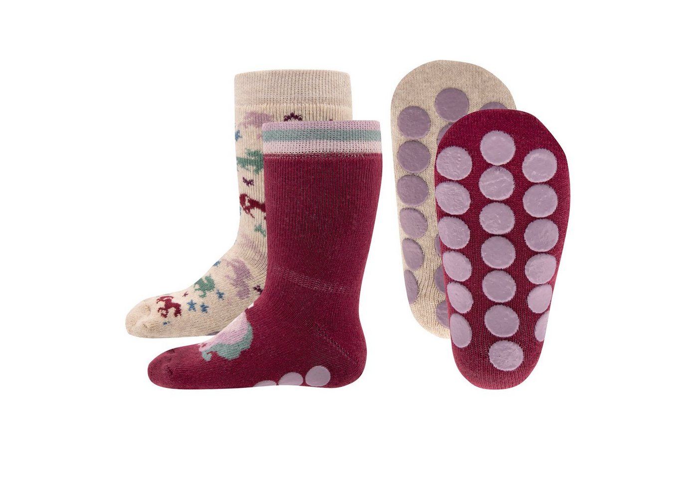 Ewers ABS-Socken Ewers Stoppersocken 2er Pack ABS-Socken Krabbelsocken Einhorn marone (2-Paar) von Ewers
