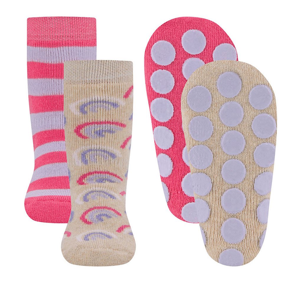 Ewers ABS-Socken Stoppersocken ABS 2er Pack Regenbogen/Ringel (2-Paar) von Ewers