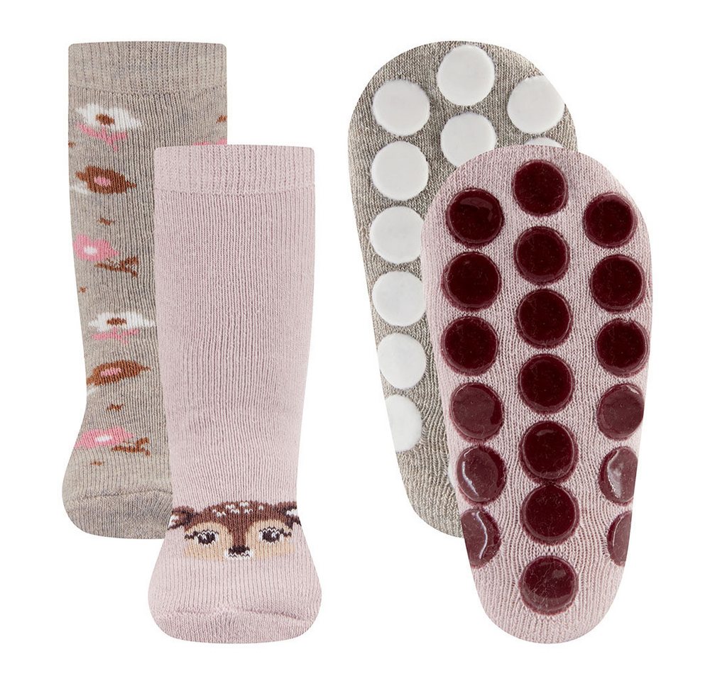 Ewers ABS-Socken Stoppersocken ABS 2er Pack Reh/Blumen (2-Paar) von Ewers