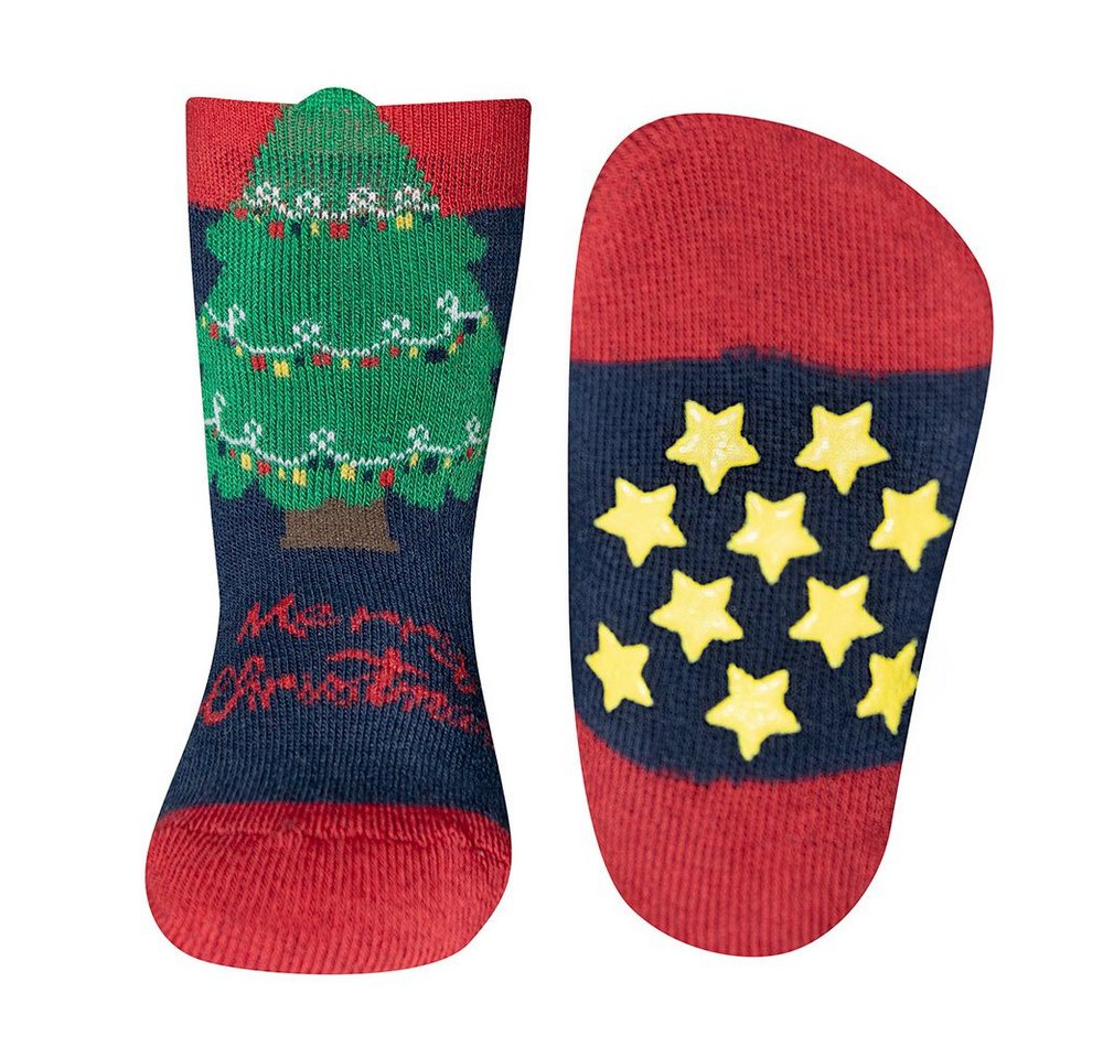 Ewers ABS-Socken Stoppersocken ABS Tannenbaum/Merry Christmas von Ewers