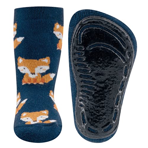 EWERS Stoppersocken Fuchs, Socken mit Antirutschsohle für Jungen, Anti-Rutsch-Socken mit Gummisohle, MADE IN GERMANY, 1 Paar rutschfeste Kindersocken für Jungs, Größe 18-19, Blau von EWERS