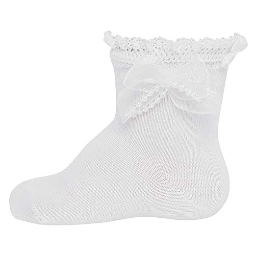 EWERS Baby- und Kindersocken für Mädchen Spitze Schleife, Made in Europe, Baumwolle Taufe Taufsocke von EWERS