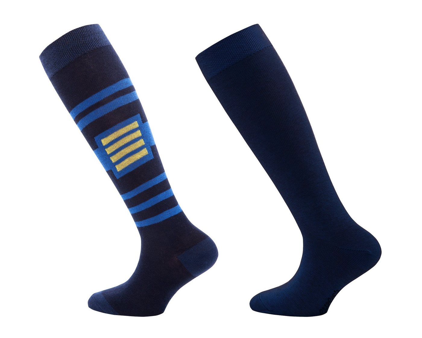 Ewers Kniestrümpfe Ewers Kniestrümpfe 2er Pack Streifen uni tinte blau (2-Paar) von Ewers