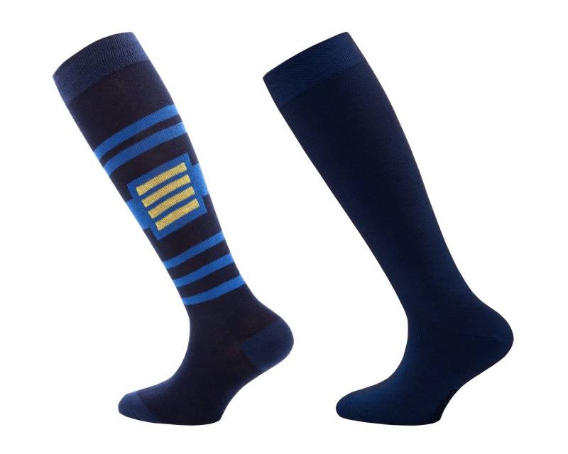 Ewers Kniestrümpfe Ewers Kniestrümpfe 2er Pack Streifen uni tinte blau (2-Paar) von Ewers