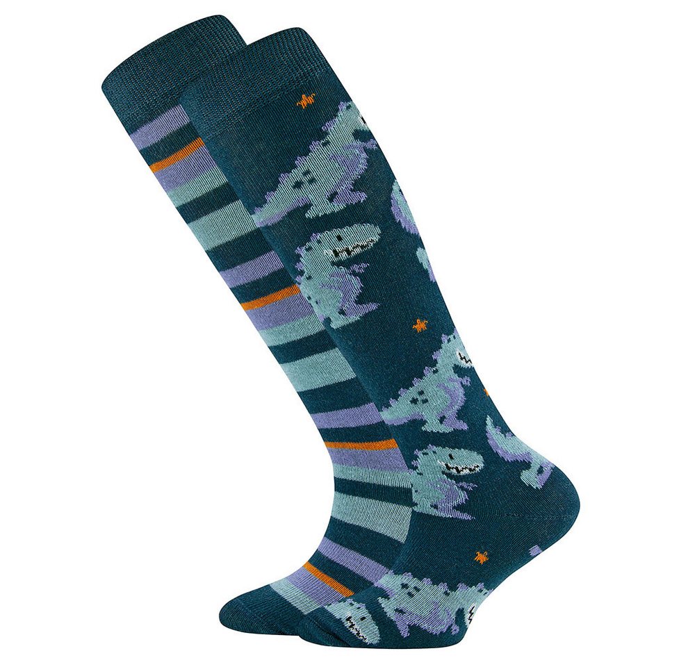 Ewers Kniestrümpfe Kniestrümpfe 2er Pack Dino/Ringel (2-Paar) von Ewers