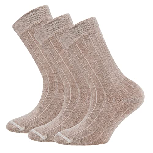 EWERS Retro-Chic Socken 3er-Pack Rippe für Kinder - Klassische Rippstruktur, trendige Farben und optimale Passform - Made in Germany - Beige, Größe 23-26 von EWERS