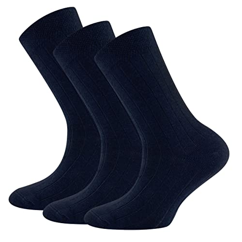 EWERS Retro-Chic Socken 3er-Pack Rippe für Kinder - Klassische Rippstruktur, trendige Farben und optimale Passform - Made in Germany - Blau, Größe 23-26 von EWERS