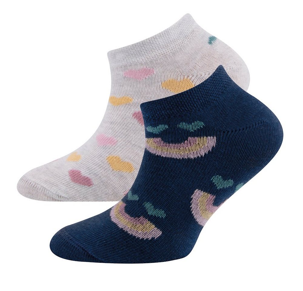 Ewers Sneakersocken Ewers Mädchen Sneaker Strümpfe 2er Pack Regenbogen/Herz passerina (2-Paar) von Ewers