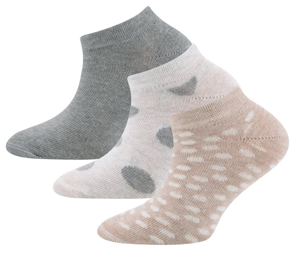 Ewers Sneakersocken Ewers Mädchen Sneaker Strümpfe Söckchen 3er Pack Punkte grau beige (3-Paar) von Ewers