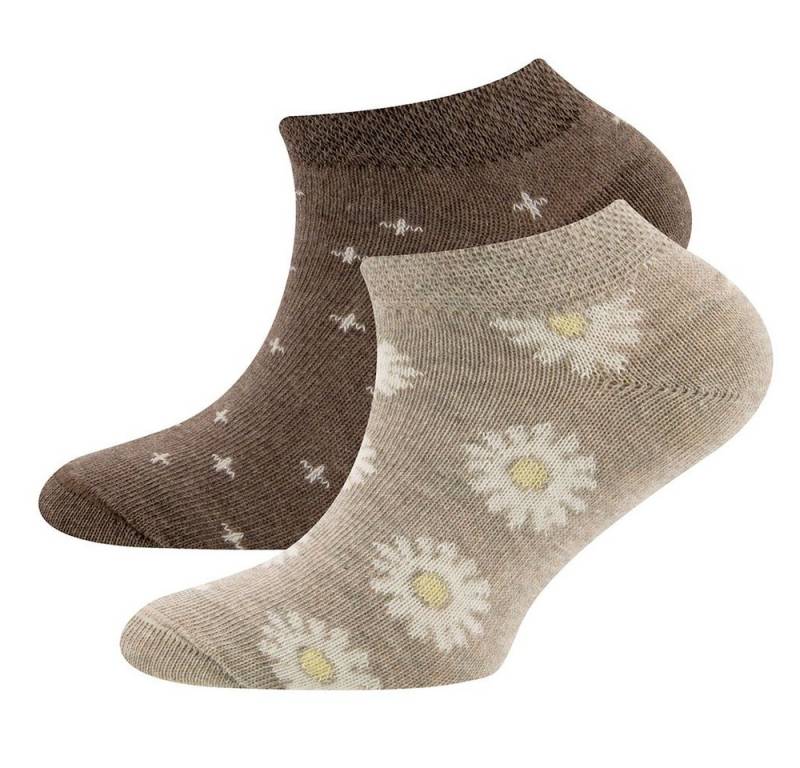 Ewers Sneakersocken Sneaker Socken 2er Pack Blumen/Punkte (2-Paar) von Ewers