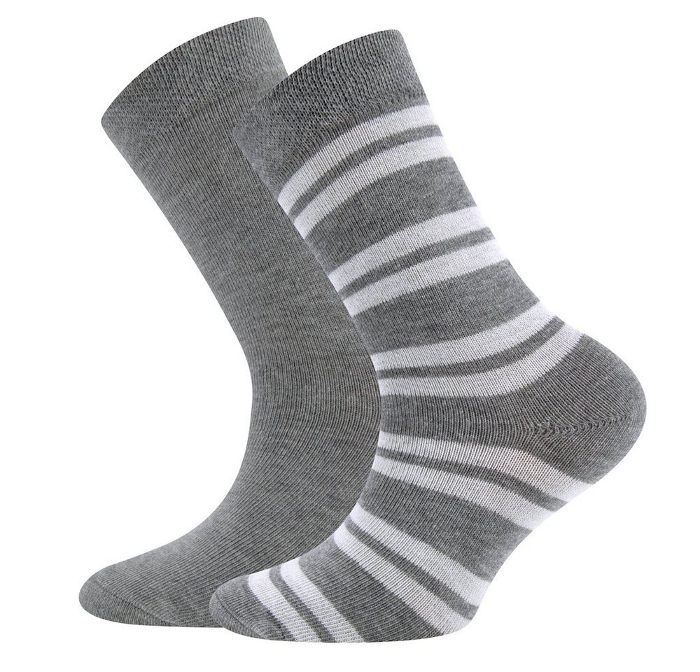 Ewers Socken Ewers 2er Pack Jungen Strümpfe Socken uni ringel grau meliert (2-Paar) von Ewers