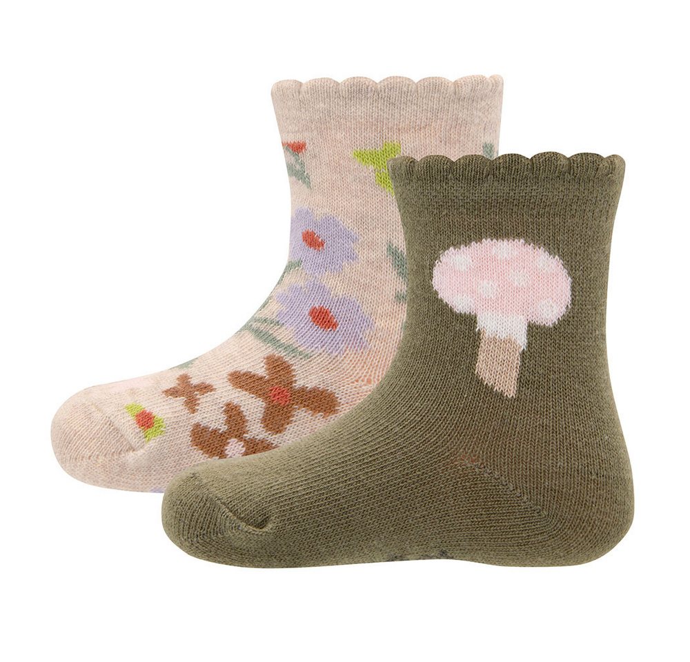 Ewers Socken Socken 2er Pack GOTS Blümchen/Pilz (2-Paar) von Ewers