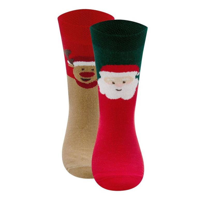 Ewers Socken Socken 2er Pack Weihnachtsmann/Rentier (2-Paar) von Ewers