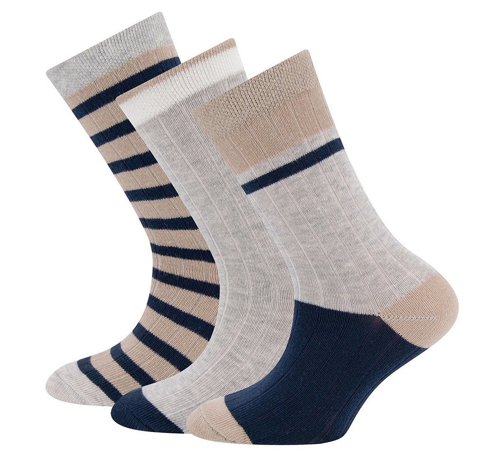Ewers Socken Socken 3er Pack Rippe/Ringel (3-Paar) von Ewers