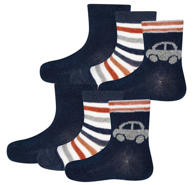 Ewers Socken Socken Auto/Ringel/uni 6er Pack (6-Paar) von Ewers
