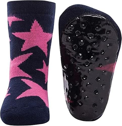 EWERS Stoppersocken Sterne, Socken mit Antirutschsohle für Mädchen und Jungen, Anti-Rutsch-Socken mit Gummisohle, MADE IN GERMANY, 1 Paar rutschfeste Kindersocken, Pink, Größe 18-19 von EWERS