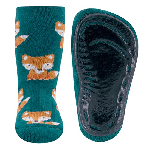 EWERS Stoppersocken Fuchs, Socken mit Antirutschsohle für Jungen, Anti-Rutsch-Socken mit Gummisohle, MADE IN GERMANY, 1 Paar rutschfeste Kindersocken für Jungs, Größe 27-28, Grün von EWERS