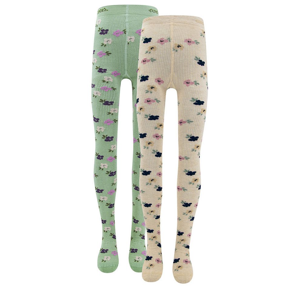 Ewers Strumpfhose Strumpfhose 2er Pack Blümchen (2 St. 2er-Set) 65% Baumwolle, 32% Polyamid, 3% Elasthan von Ewers