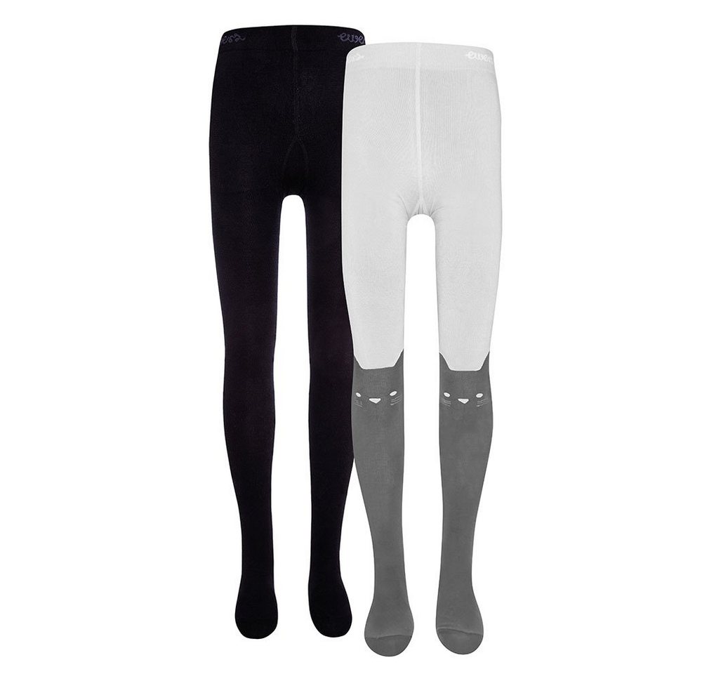 Ewers Strumpfhose Strumpfhose 2er Pack Katze/Uni (2 St. 2er-Set) 78% Baumwolle, 19% Polyamid, 3% Elasthan von Ewers