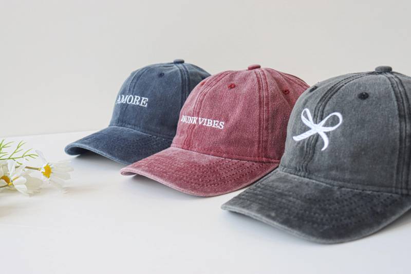Customized Text Baseball Cap, Personalized Embroidery Custom Washed Dad Hat, Dating Club Bachelor's Party Gift For Her/Him von EwertWish