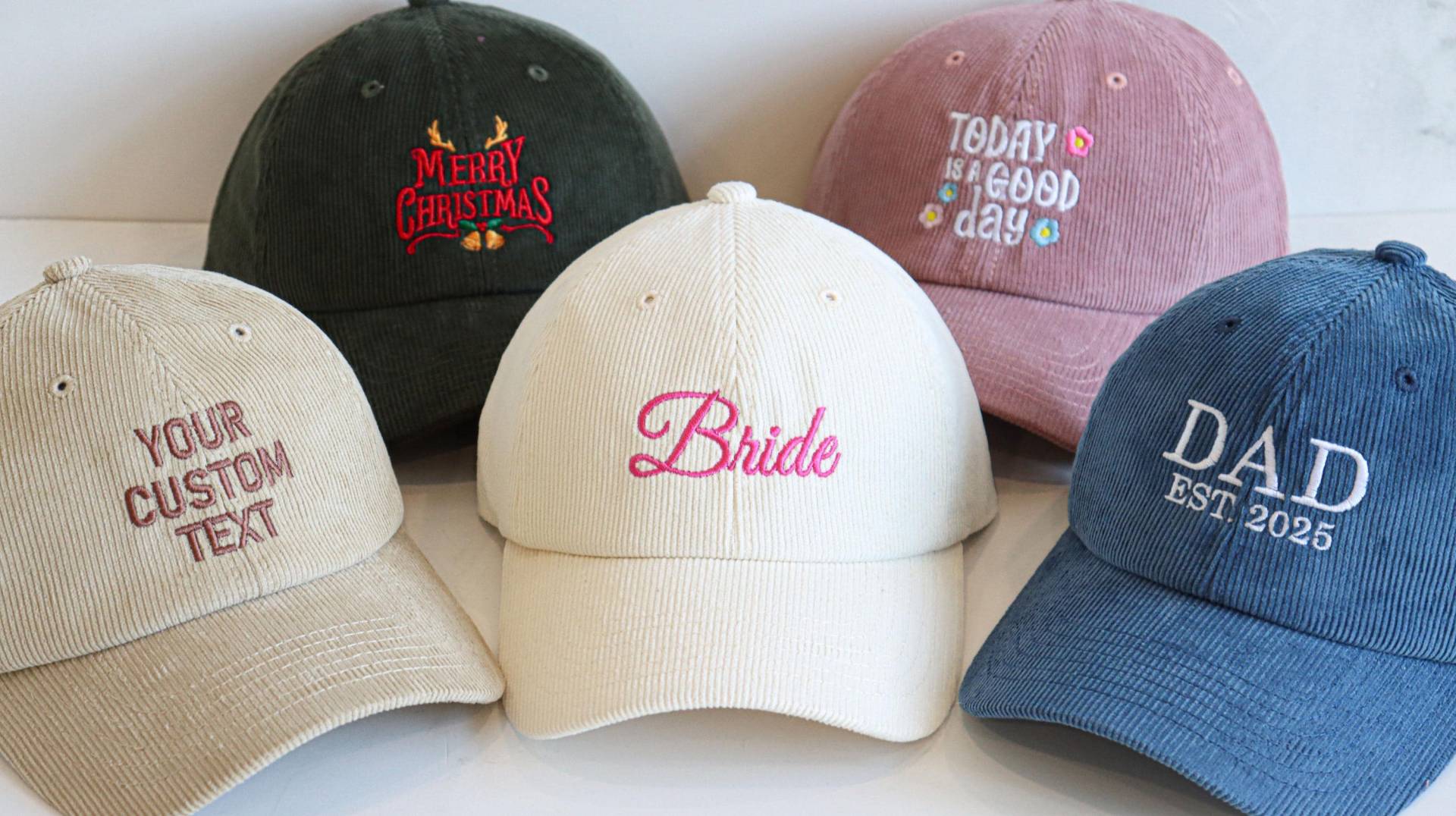 Embroidered Hat Personalized Baseball Cap - Logo Corduroy Customized Party Neutral Embroidered Hat Personalized Baseball Cap - Logo Corduroy Customized Party Neutral von EwertWish