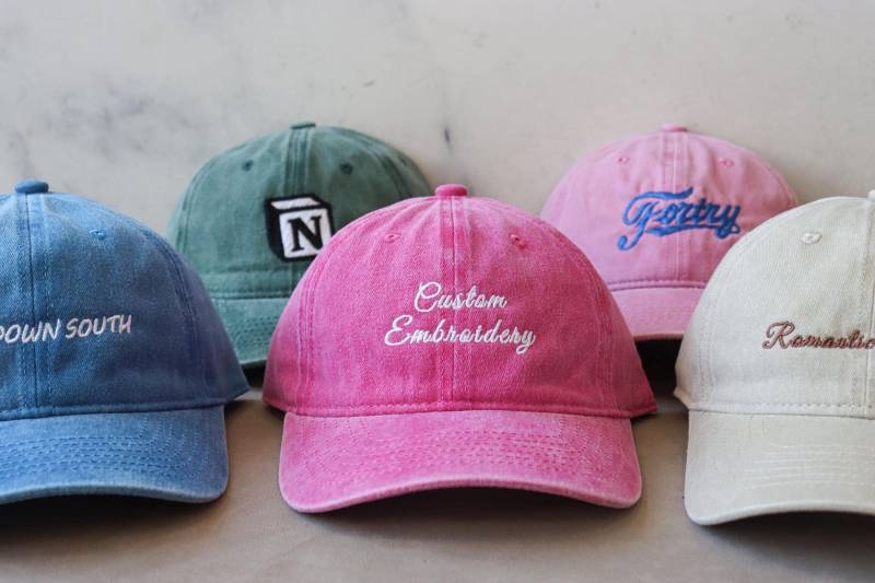 Personalised Kids Vintage Embroidered Cap, Logo Baseball Text Sorority Unisex Cap von EwertWish