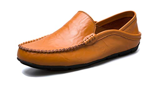 EwigYou Herren Frühling Herbst Mokassins Halbschuhe Weiche Bootsschuhe Freizeitsschuh Loafers Fahrerschuhe Angenehme Herrenschuhe, Gelbbraun, 43 EU von EwigYou