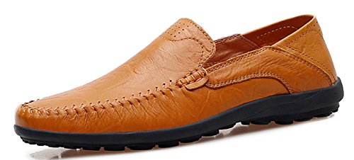 EwigYou Herren Mokassins Lederschuhe Weiche Bootsschuhe Rindsleder Flache Slippers Loafers Fahrerschuhe Angenehme Halbschuhe Herrenschuhe von EwigYou