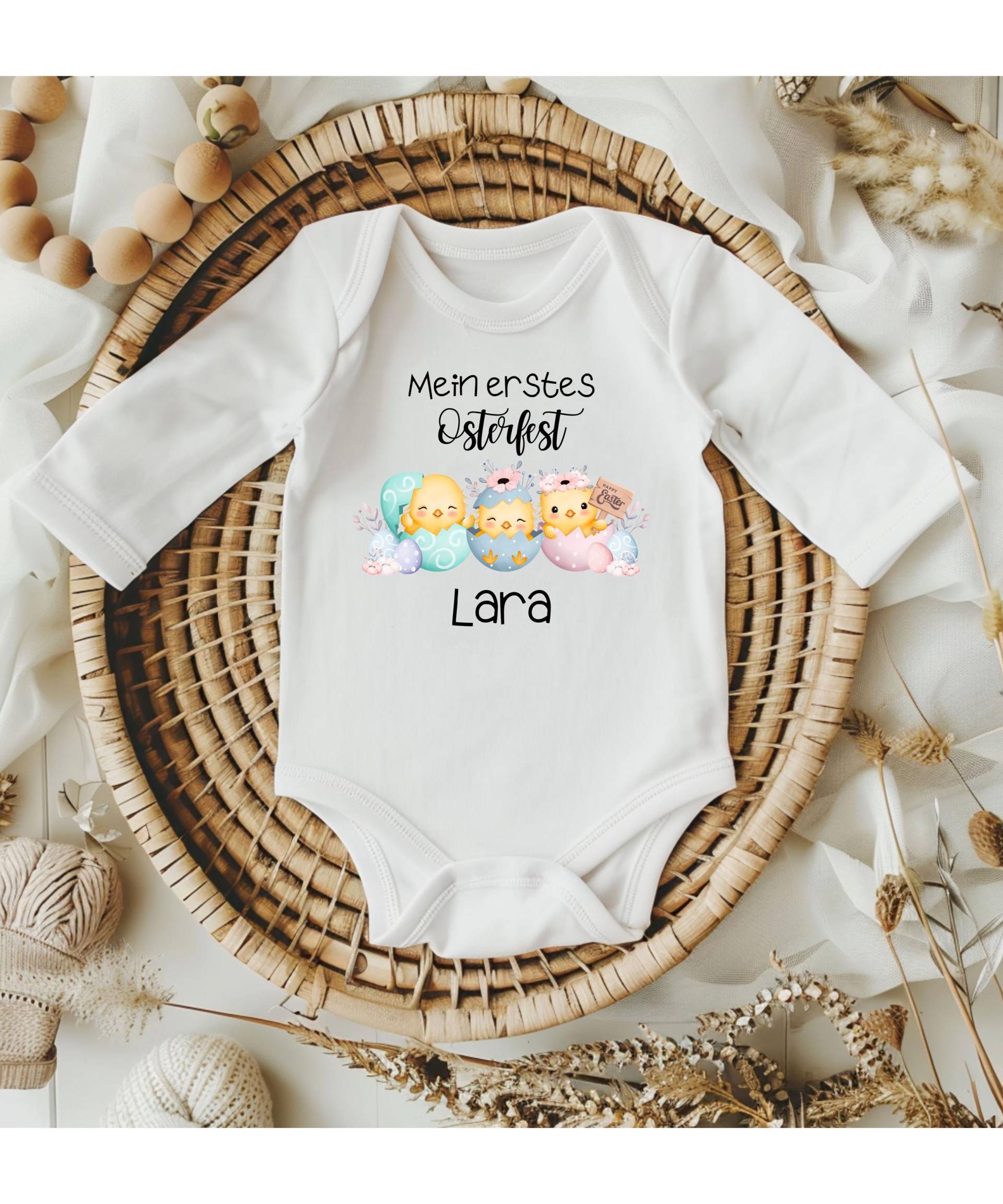Body Langarm Ostern Baby Personalisiert Mein Erstes Osterfest, Bio Baumwolle Bodysuite, Verschiedene Design, Unisex Ostergeschenk von EwisPrintZauber