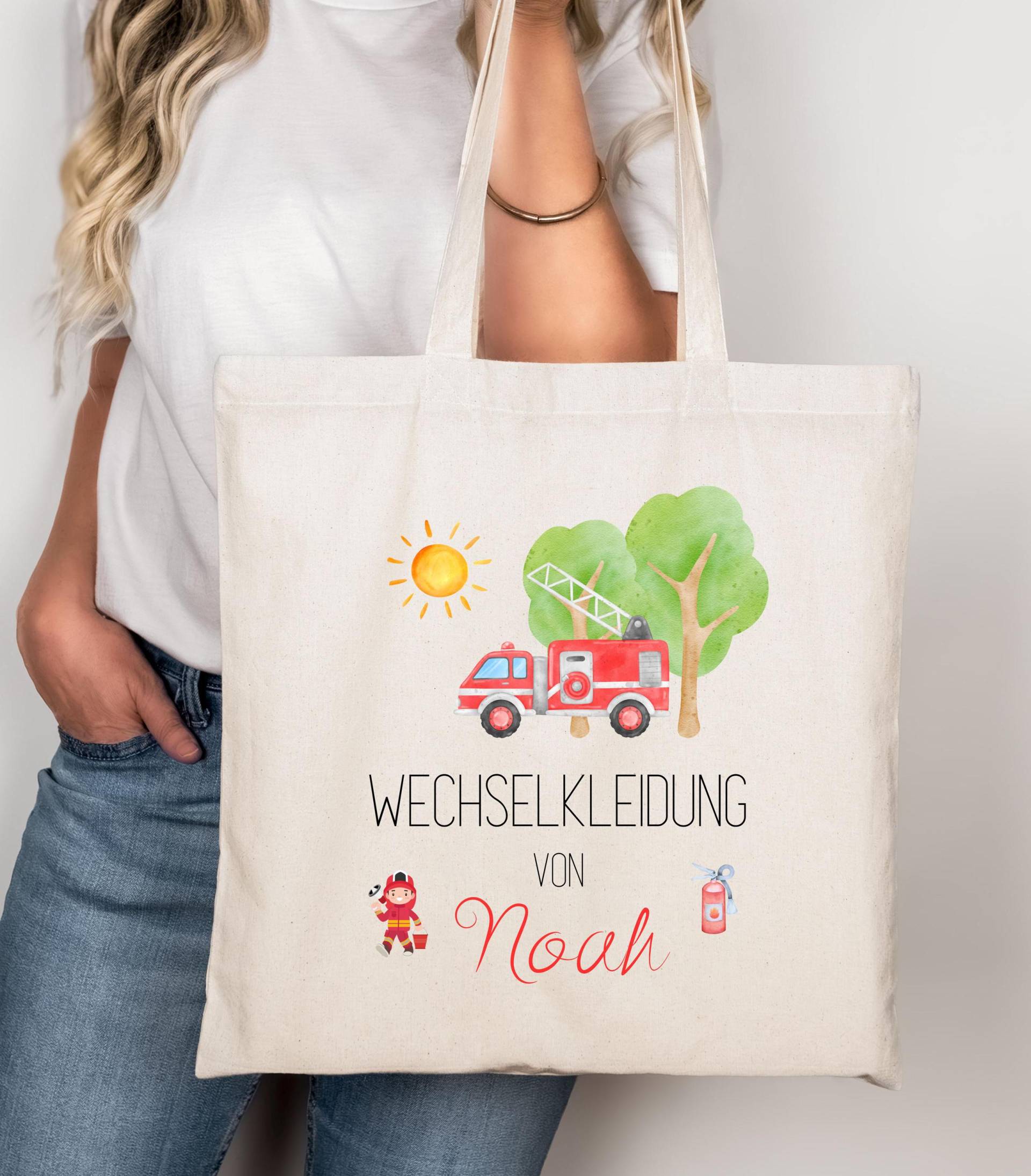 Tragetasche Wechselkleidung Kita Kindergarten Stoffbeutel Baumwolle Nachhaltige Öko-Stofftasche Geschenk Umweltfreundlich Personalisiert von EwisPrintZauber