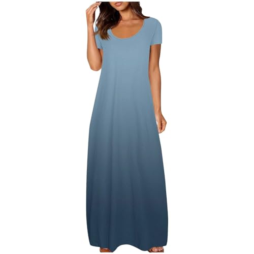 Ewleguzka Maxikleider für Damen, Übergröße, Baumwolle, weich, lockere Passform, bodenlang, lässiges Sommerkleid, einfarbig, gepunktet, übergroß, weites Kleid, 3 Blau, 5XL Ewleguzka Maxikleider für Damen, Übergröße, Baumwolle, weich, lockere Passform, bodenlang, lässiges Sommerkleid, einfarbig, gepunktet, übergroß, weites Kleid, 3 Blau, 5XL von Ewleguzka