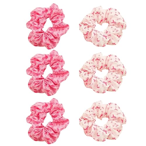 Satin-Haargummis für Brustkrebs-Bewusstsein für Damen, 6 Stück, rosa und weiß, Brustkrebs-Seide, Haargummis mit rosa Schleife, elastische Haargummis, Pferdeschwanz-Halter, Haarschmuck für Frauen und Satin-Haargummis für Brustkrebs-Bewusstsein für Damen, 6 Stück, rosa und weiß, Brustkrebs-Seide, Haargummis mit rosa Schleife, elastische Haargummis, Pferdeschwanz-Halter, Haarschmuck für Frauen und von Ewlpi