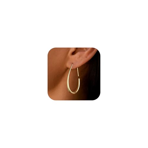 Ewrkb Creolen für Damen, 14 Karat vergoldet, Statement-Ohrringe, große baumelnde Ohrringe, leichte Goldcreolen für Frauen, trendige, hypoallergene, zierliche Tropfenohrringe, modischer Damenschmuck Ewrkb Creolen für Damen, 14 Karat vergoldet, Statement-Ohrringe, große baumelnde Ohrringe, leichte Goldcreolen für Frauen, trendige, hypoallergene, zierliche Tropfenohrringe, modischer Damenschmuck von Ewrkbrㅤ