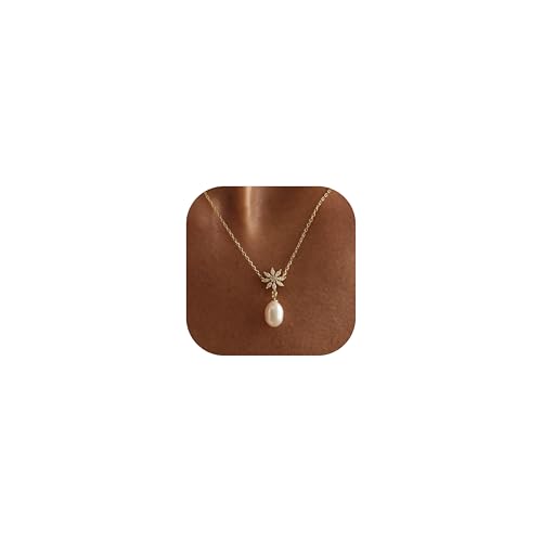 Ewrkbr Perlenketten für Damen, 14 Karat vergoldet, Zirkonia, einzelne Perlenanhänger, Halskette, zierliche Goldketten für Frauen, trendige, klassische Braut-, Hochzeits-Halskette, Modeschmuck, Messing Ewrkbr Perlenketten für Damen, 14 Karat vergoldet, Zirkonia, einzelne Perlenanhänger, Halskette, zierliche Goldketten für Frauen, trendige, klassische Braut-, Hochzeits-Halskette, Modeschmuck, Messing von Ewrkbrㅤ