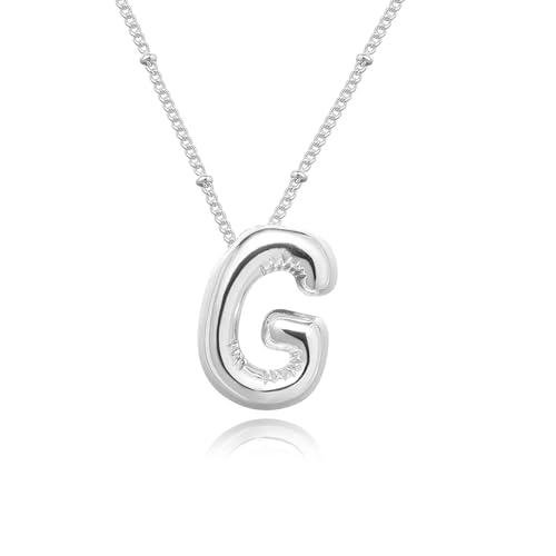 Goldene Blase Buchstaben-Halskette für Damen, Buchstaben-Anhänger mit Ballon, 14 Karat vergoldet, verzierte Charms, Initialen-Halsketten für Frauen, modisch, Chunky, personalisierbar, Messing, Kein Goldene Blase Buchstaben-Halskette für Damen, Buchstaben-Anhänger mit Ballon, 14 Karat vergoldet, verzierte Charms, Initialen-Halsketten für Frauen, modisch, Chunky, personalisierbar, Messing, Kein von Ewrkbrㅤ