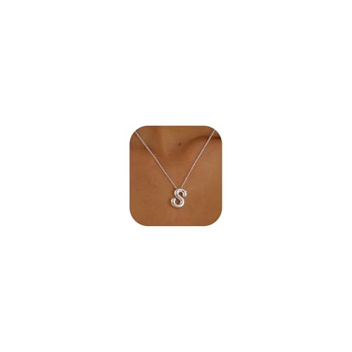 Goldene Blase Buchstaben-Halskette für Damen, Buchstaben-Anhänger mit Ballon, 14 Karat vergoldet, verzierte Charms, Initialen-Halsketten für Frauen, modisch, Chunky, personalisierbar, Messing, Kein Goldene Blase Buchstaben-Halskette für Damen, Buchstaben-Anhänger mit Ballon, 14 Karat vergoldet, verzierte Charms, Initialen-Halsketten für Frauen, modisch, Chunky, personalisierbar, Messing, Kein von Ewrkbrㅤ