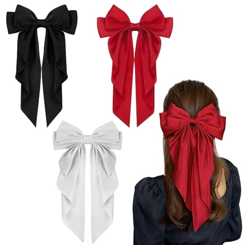 Ewwtrey 3 Stück Haarschleife Haare, Haarspange Damen mit Schleife, Haarschleife Damen, Schleifen Haare, Haarschleifen, Hair Bow Hair Clips mit langem seidigem Satin für Frauen Mädchen Ewwtrey 3 Stück Haarschleife Haare, Haarspange Damen mit Schleife, Haarschleife Damen, Schleifen Haare, Haarschleifen, Hair Bow Hair Clips mit langem seidigem Satin für Frauen Mädchen von Ewwtrey