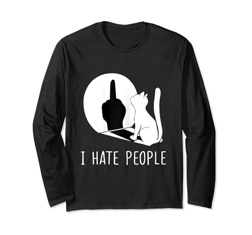 Funny People Cat I Hate People Cat Gifts for Men Women Kids Langarmshirt Funny People Cat I Hate People Cat Gifts for Men Women Kids Langarmshirt von Ewww People Funny Cat Ew People Gifts KA