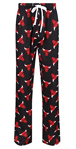 Herren-Pyjamahose, Basketball-Charakter, Loungehose, Größe M bis XXL, Fp 130 - Chicago Bulls schwarz/rot, L von Ex UK Store