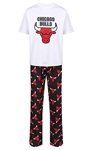 Herren-Schlafanzug, Schlafzimmer, Lounge, Nachtkleidung, M bis XXL, Basketball, kurzärmelig, PJ Set, Chicago Bulls, L von Ex UK Store