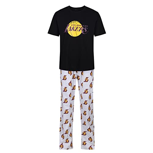 Herren-Schlafanzug, Schlafzimmer, Lounge, Nachtkleidung, M bis XXL, Basketball, kurzärmelig, PJ Set, La Lakers, L von Ex UK Store