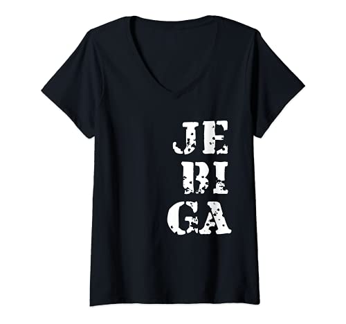 Damen Balkan Jebiga - Bosna Hrvatska Srbija Jugo T-Shirt mit V-Ausschnitt von Ex Yu Original Designs