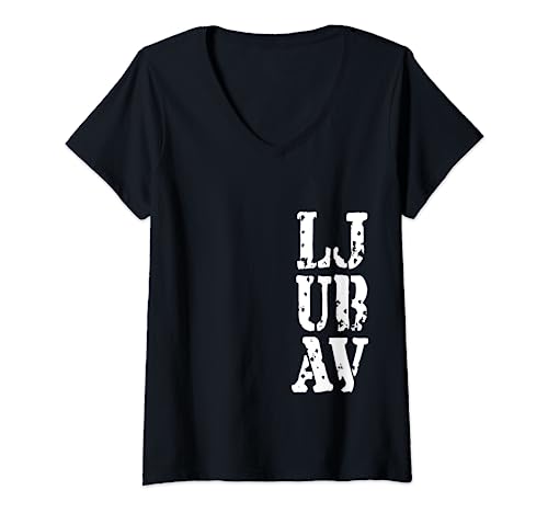 Damen Balkan Jugo Liebe Ljubav T-Shirt mit V-Ausschnitt von Ex Yu Original Designs