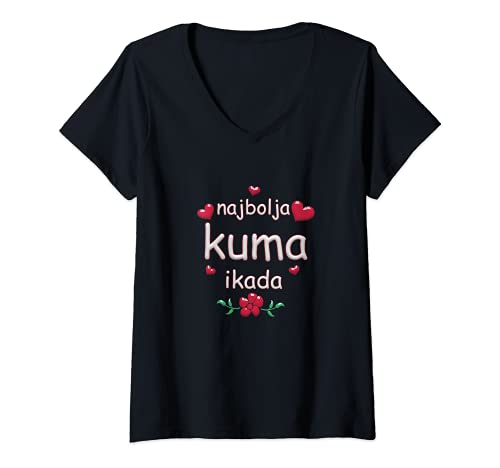 Damen Najbolja Kuma Ikada - Najbolja Kuma T-Shirt mit V-Ausschnitt von Ex Yu Original Designs