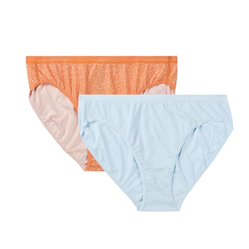 ExOfficio Damen Give-N-Go 2.0 Bikini-Slip (2er-Pack), Bellini Mosaic/Glacier Blue, L von ExOfficio