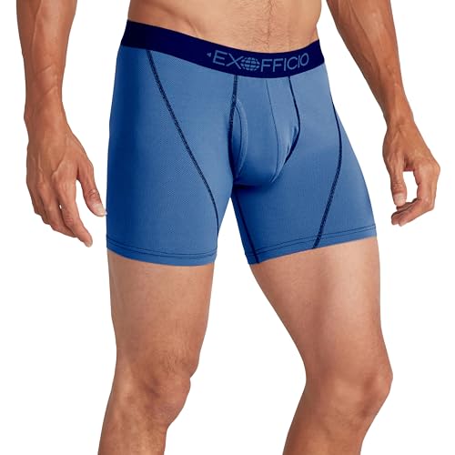 ExOfficio Herren Give-n-go Sport 2.0 Boxershorts – Coole und Atmungsaktive Unterwäsche für Aktive Männer Retroshorts, Lagoon/Stahlblau, X-Large von ExOfficio