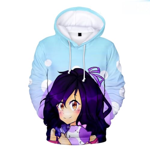 ExaRp Aphmaus 3D Druck Hoodie Anime Pullover Langarm Sweatshirts Sportbekleidung, blau, S von ExaRp