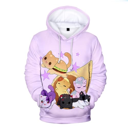 ExaRp Aphmaus 3D Druck Hoodie Anime Pullover Langarm Sweatshirts Sportbekleidung, rose, XXS von ExaRp