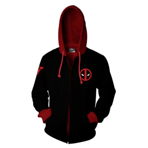 ExaRp Deadpools Kapuzenpullover, Anime, Sweatshirt, Pullover, bedruckt, lässig, Streetwear für Jungen und Mädchen, Schwarz , 5X-Large von ExaRp