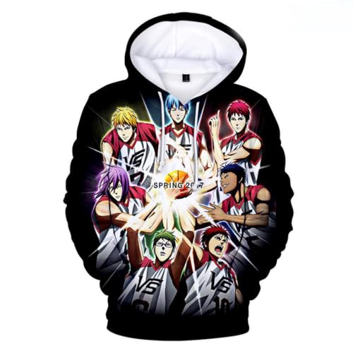 ExaRp Kuroko's Basketball 3D Druck Hoodie Anime Pullover Langarm Sweatshirts Sportbekleidung, Schwarz , L von ExaRp